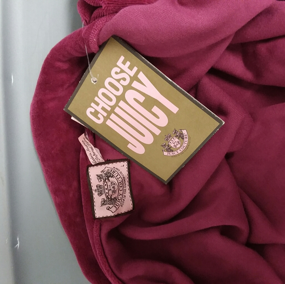 Vtg Juicy Couture USA Velour Jacket Zip L 2010 Burgundy NWT - Picture 2 of 12